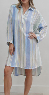Giana Shirt Dress Cool Coastal Stripes
