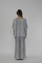 Mia Linen Pants Cool Coastal Stripes