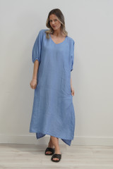Rosa Elasticated Kaftan Coastal Blue