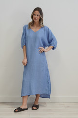 Rosa Elasticated Kaftan Coastal Blue
