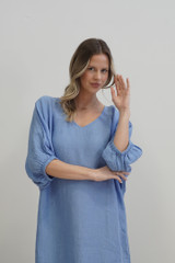 Rosa Elasticated Kaftan Coastal Blue