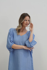 Rosa Elasticated Kaftan Coastal Blue