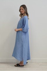 Rosa Elasticated Kaftan Coastal Blue
