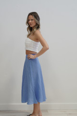Gonna Midi Skirt w Lining Coastal Blue