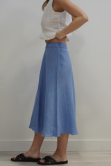 Gonna Midi Skirt w Lining Coastal Blue