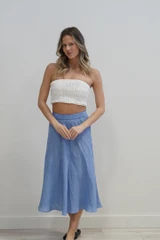Gonna Midi Skirt w Lining Coastal Blue