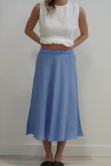 Gonna Midi Skirt w Lining Coastal Blue