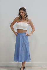 Gonna Midi Skirt w Lining Coastal Blue