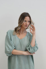Rosa Elasticated Kaftan Seafoam