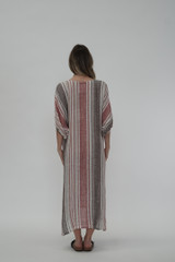 Rosa Elastic Sleeves Kaftan Warm Earth Stripes