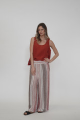 Mia Linen Pants Warm Earth Stripes