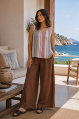 Mirabella Sleeveless Top Warm Earth Stripes