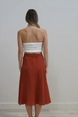 Gonna Midi Skirt w Lining Paprika