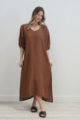 Rosa Elasticated Kaftan Cocoa