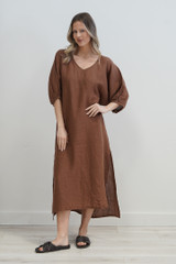 Rosa Elasticated Kaftan Cocoa