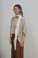 Zoe Bias Cut Linen Scarf White
