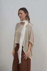 Zoe Bias Cut Linen Scarf White