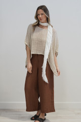 Zoe Bias Cut Linen Scarf White