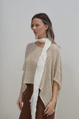 Zoe Bias Cut Linen Scarf White