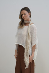 Zoe Bias Cut Linen Scarf Brown & Natural