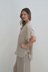 Narcissa Top w Fringed Sleeves Natural
