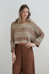Elena Top Brown & Natural Stripes