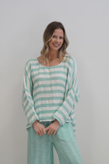 Valentina Top Cascade Green Stripes