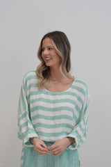 Valentina Top Cascade Green Stripes