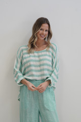 Valentina Top Cascade Green Stripes