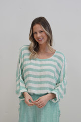 Valentina Top Cascade Green Stripes