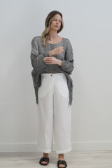 Valentina Top Ivory & Black Woven
