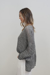 Valentina Top Ivory & Black Woven
