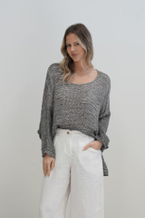 Valentina Top Ivory & Black Woven