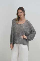 Valentina Top Ivory & Black Woven