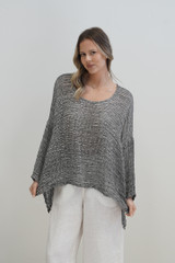 Valentina Top Ivory & Black Woven
