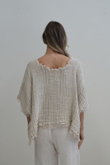 Sarita Linen Top White & Natural