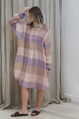 Cristina Shirt Dress Misty Lavender Check 