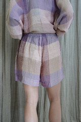 Eve Linen Short Misty Lavender Check