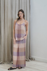 Cameron Linen Cami Misty Lavender Check