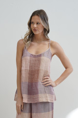 Cameron Linen Cami Misty Lavender Check