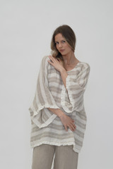Carlotta Top Natural and White Stripe