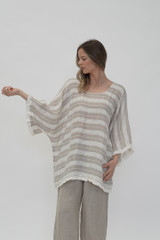 Carlotta Top Natural and White Stripe