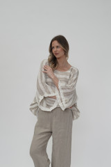Carlotta Top Natural and White Stripe