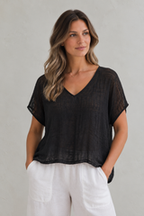Verne V-neck Box Top Black