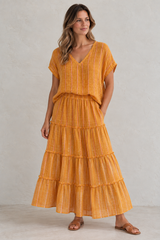 Primavera Skirt  Mustard Velvet Stripes