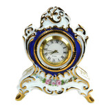 French Porcelain Mini Blue Clock 