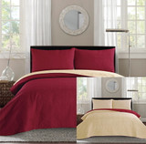 Reversible Bedspread Coverlet Red/Cream 