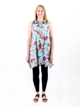 Bird Print Aqua Sleeveless Tunic with Lining (Pack of 2)