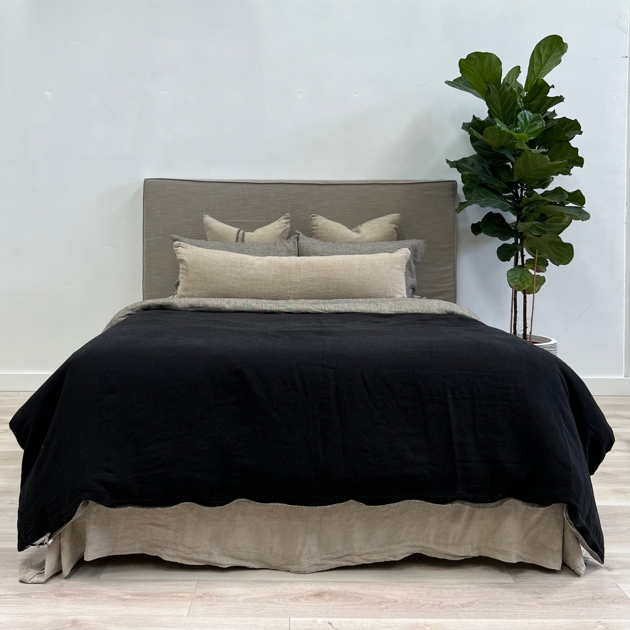Noemi Reversible Quilt Cover Black Pinstripe Linens Unlimited