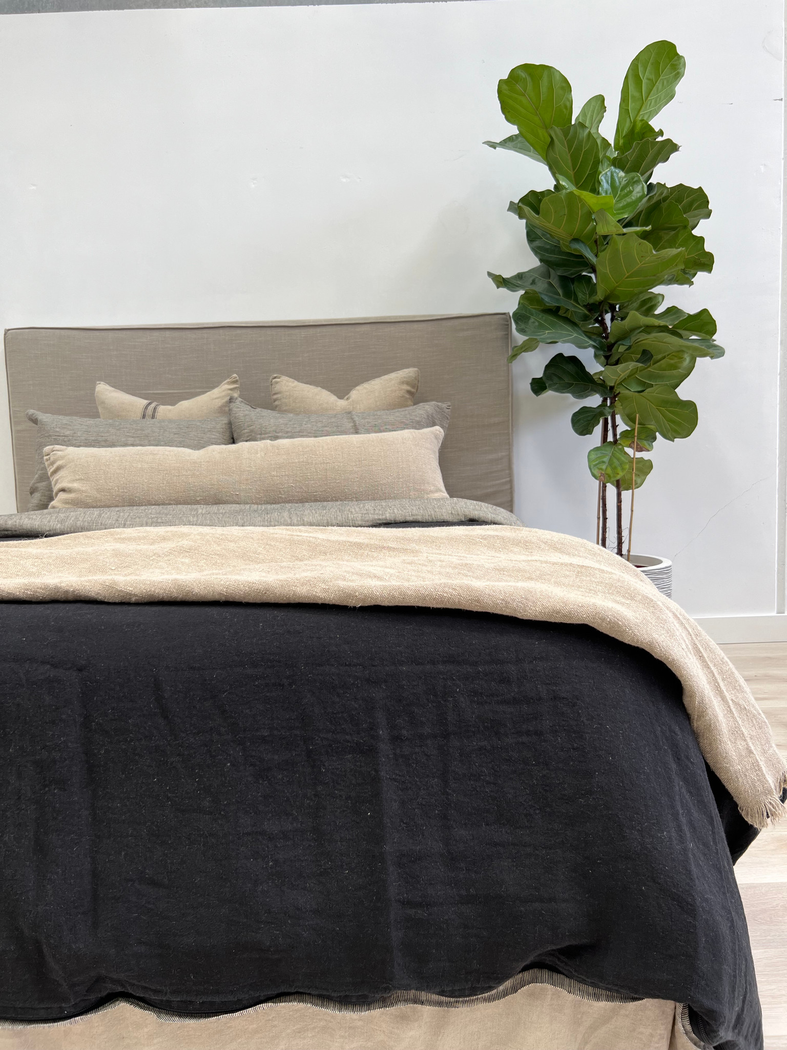 Noemi Reversible Quilt Cover Black Pinstripe Linens Unlimited